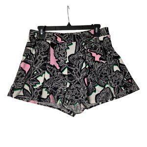 Express High Rise Floral Flowy Shorts Women Small White Black‎ Formal POCKETS